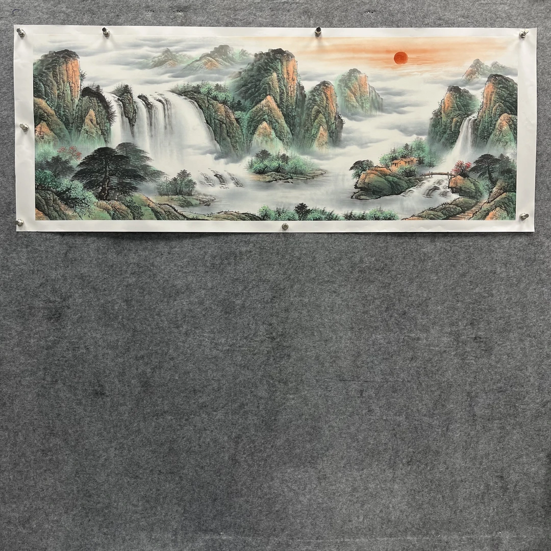 齐振家亲笔手绘山水画【高山流水】190*75cm送锦礼盒收藏送礼作品