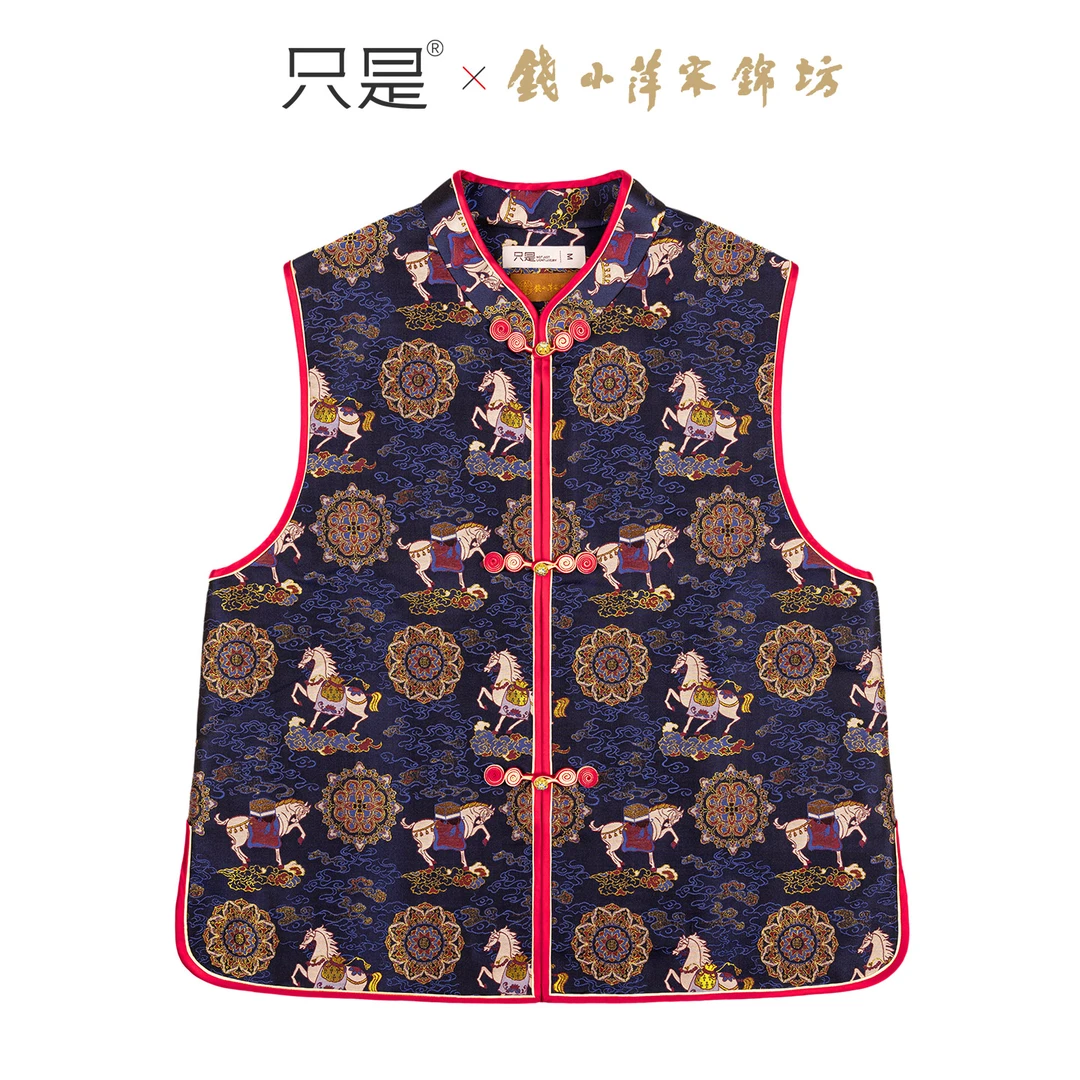 只是钱小萍正品马上有福织金宋锦国风马甲新中式立领春秋季上衣女