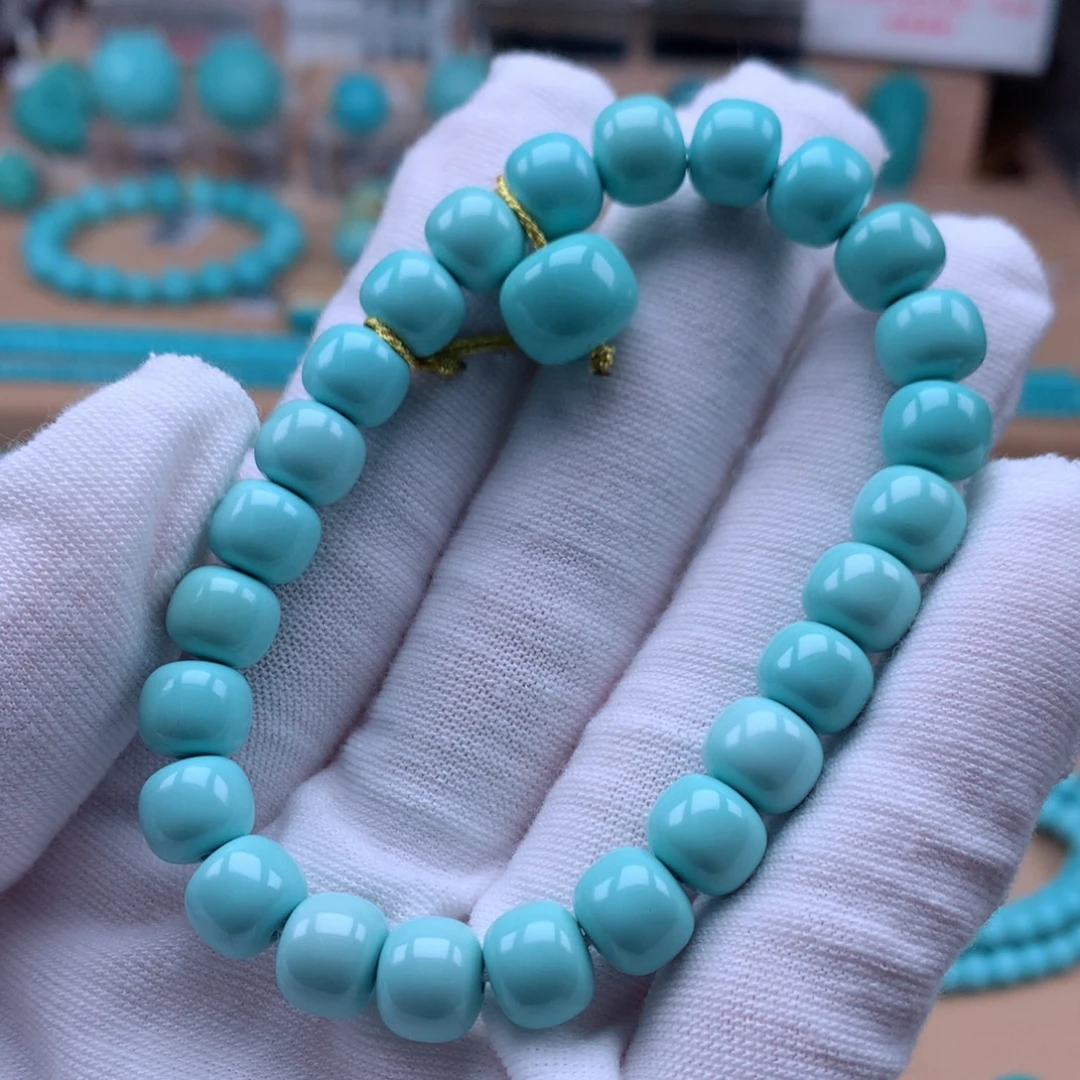 1***人绿松石未镶嵌珠宝奇石直径8.6mm