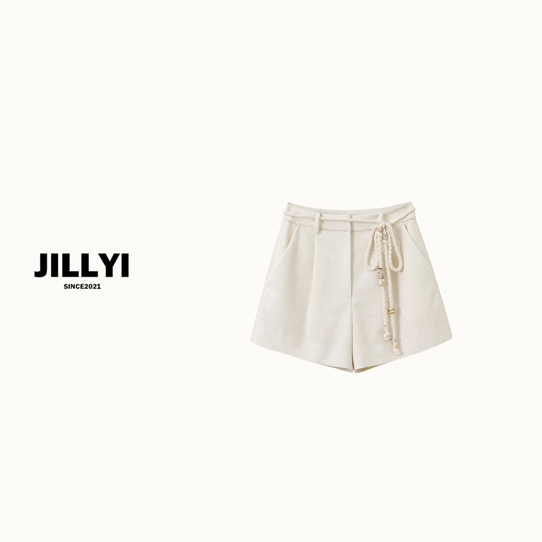jillyi【奶油冰淇淋】白色高腰休闲风透气百搭时尚简约短裤
