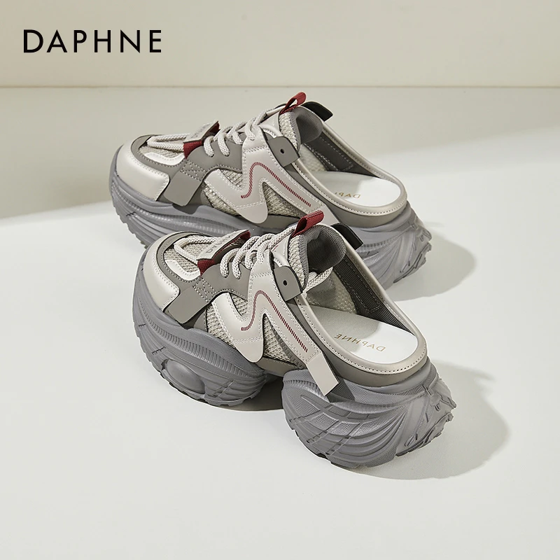 达芙妮2025新款厚底老爹鞋女包头拖时尚夏季小众透气百搭休闲鞋子