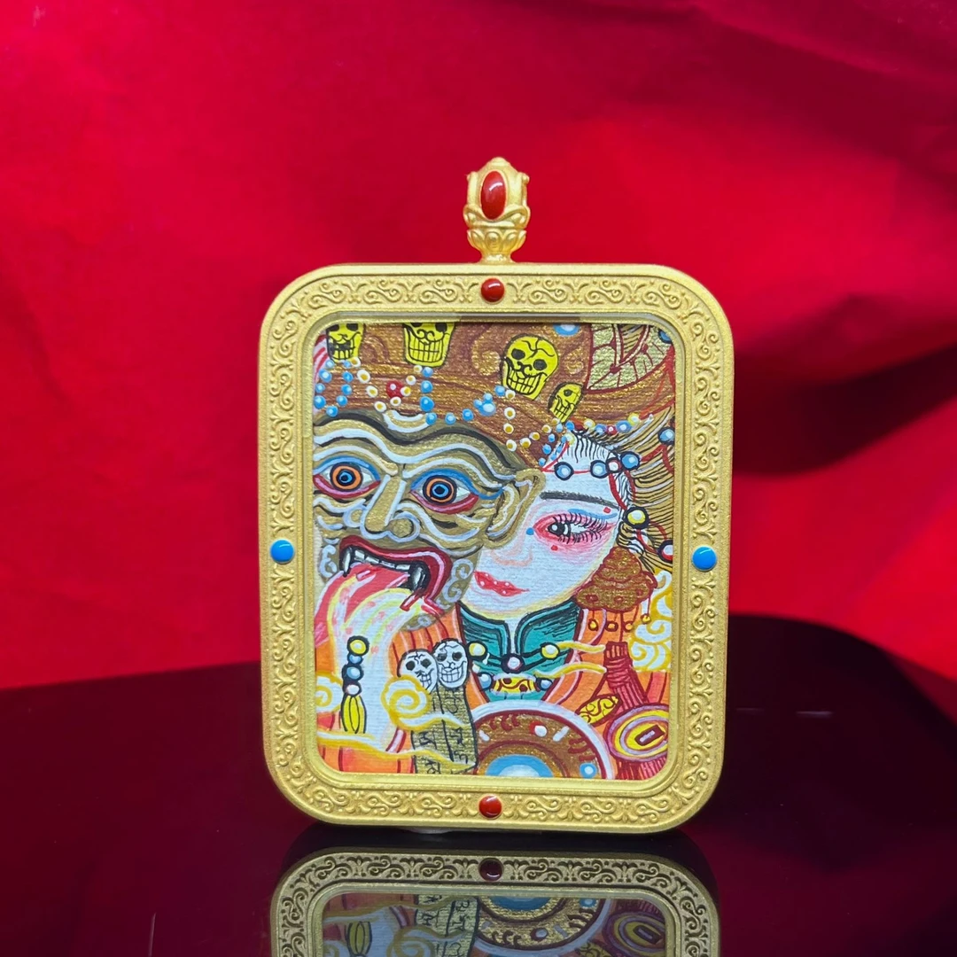铜合金亚克力吊坠 新款西藏藏族纯手绘扎基拉姆前世今生唐卡饰品