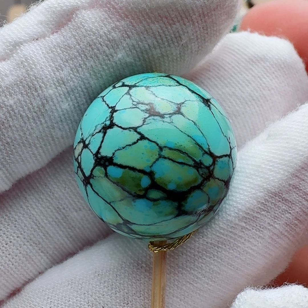 绿松石未镶嵌意境网花圆珠19+