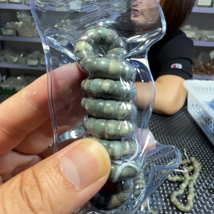 星月菩提吊坠绿幽灵猪大肠8左右108颗石玉料0141*号