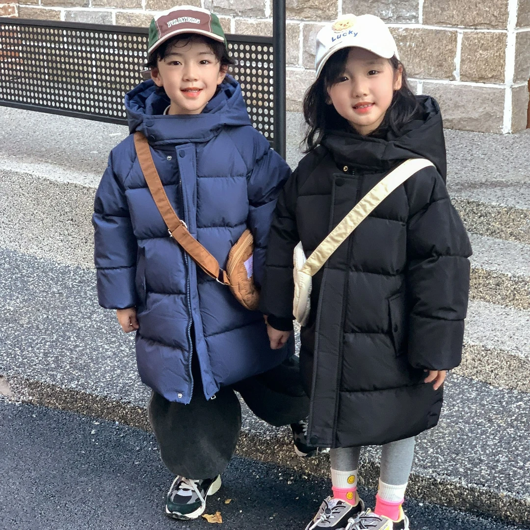 HAL.DUCK/哈罗小黄鸭24024韩版儿童中长款棉服男童女童加厚中大童