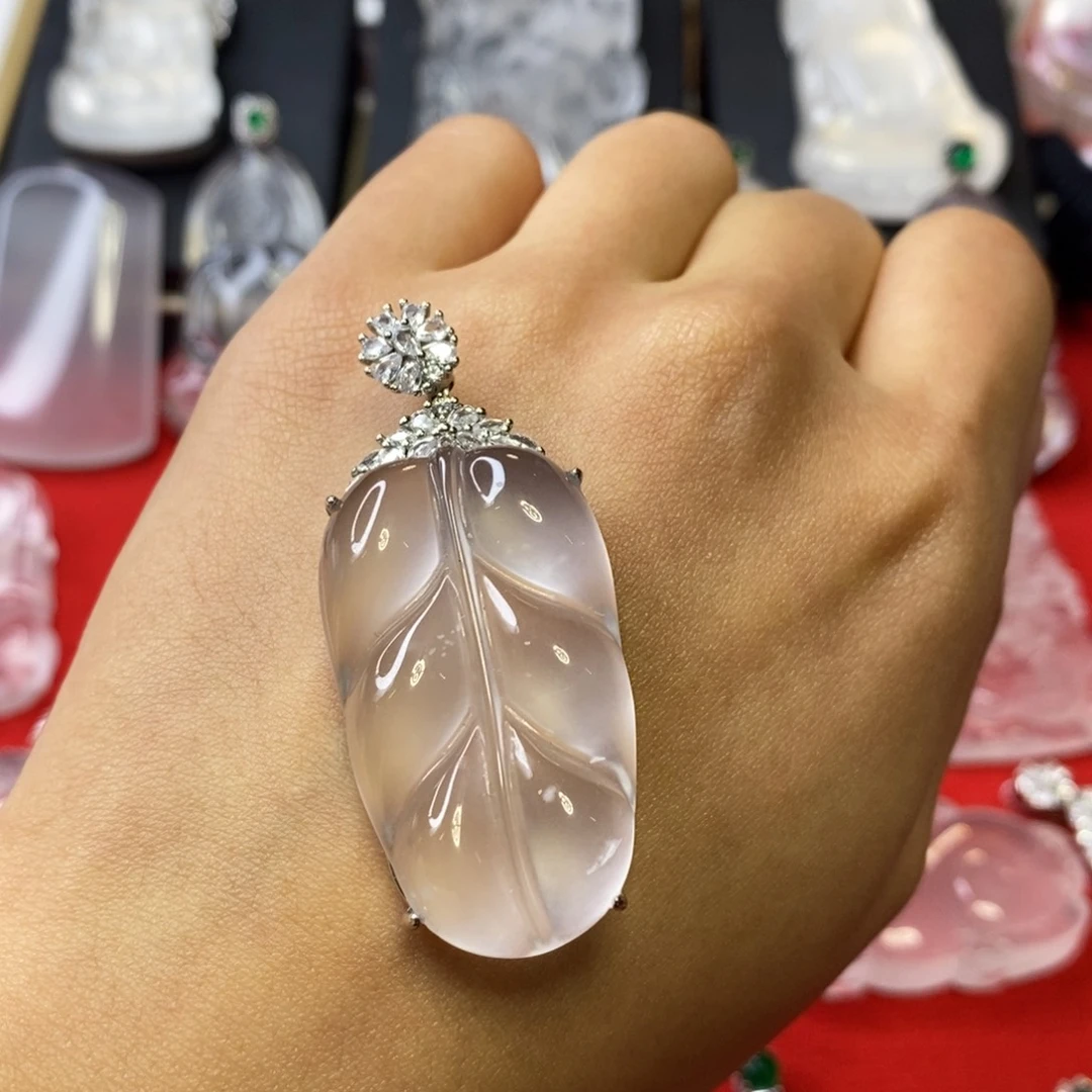 茜***石英质玉银S925镶嵌吊坠