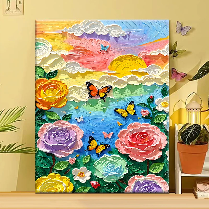 浪漫与自由|diy数字油画丙烯填充手绘花卉治愈系减压油彩涂色画