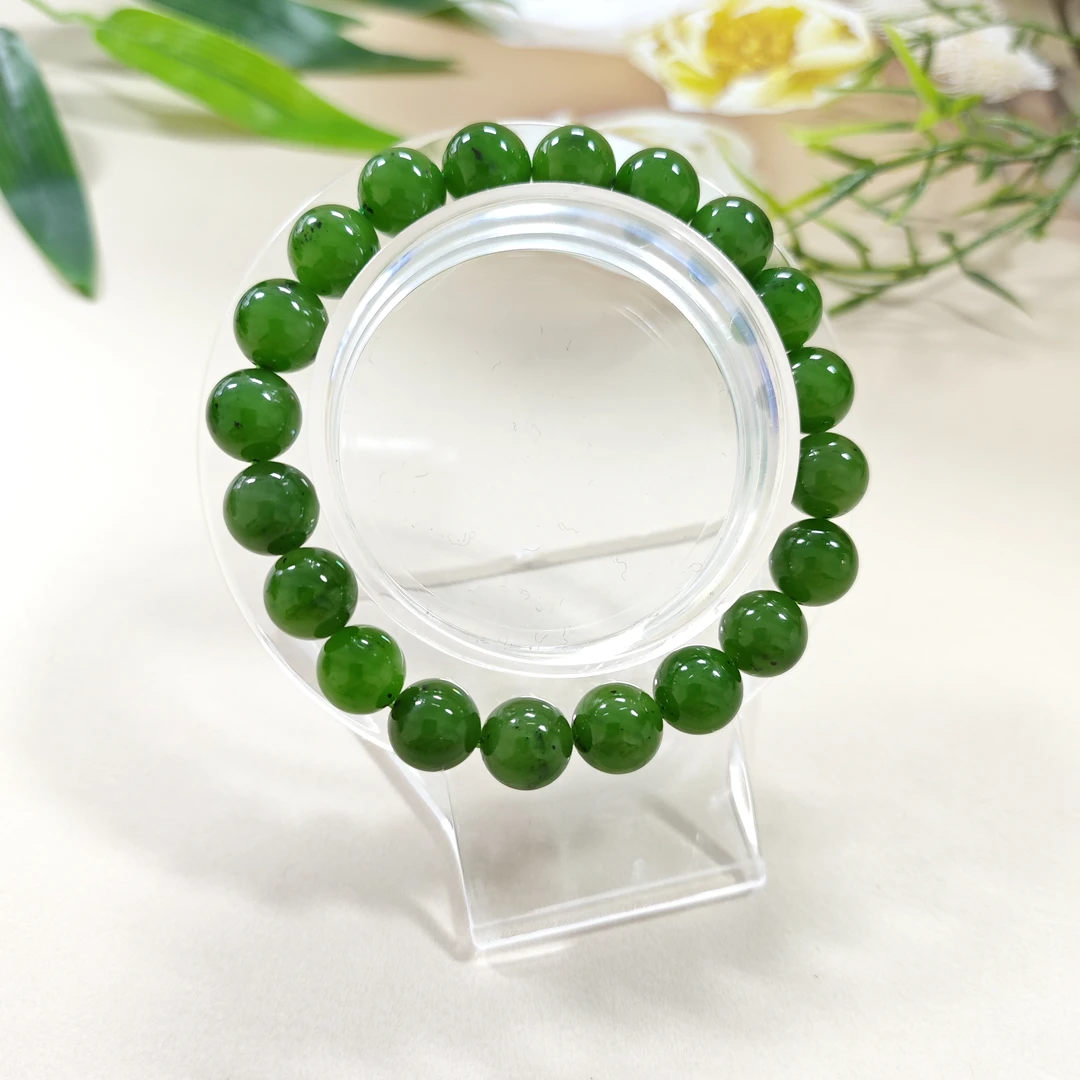 印象眸和田玉碧玉9-10mm圆珠单圈手串ND