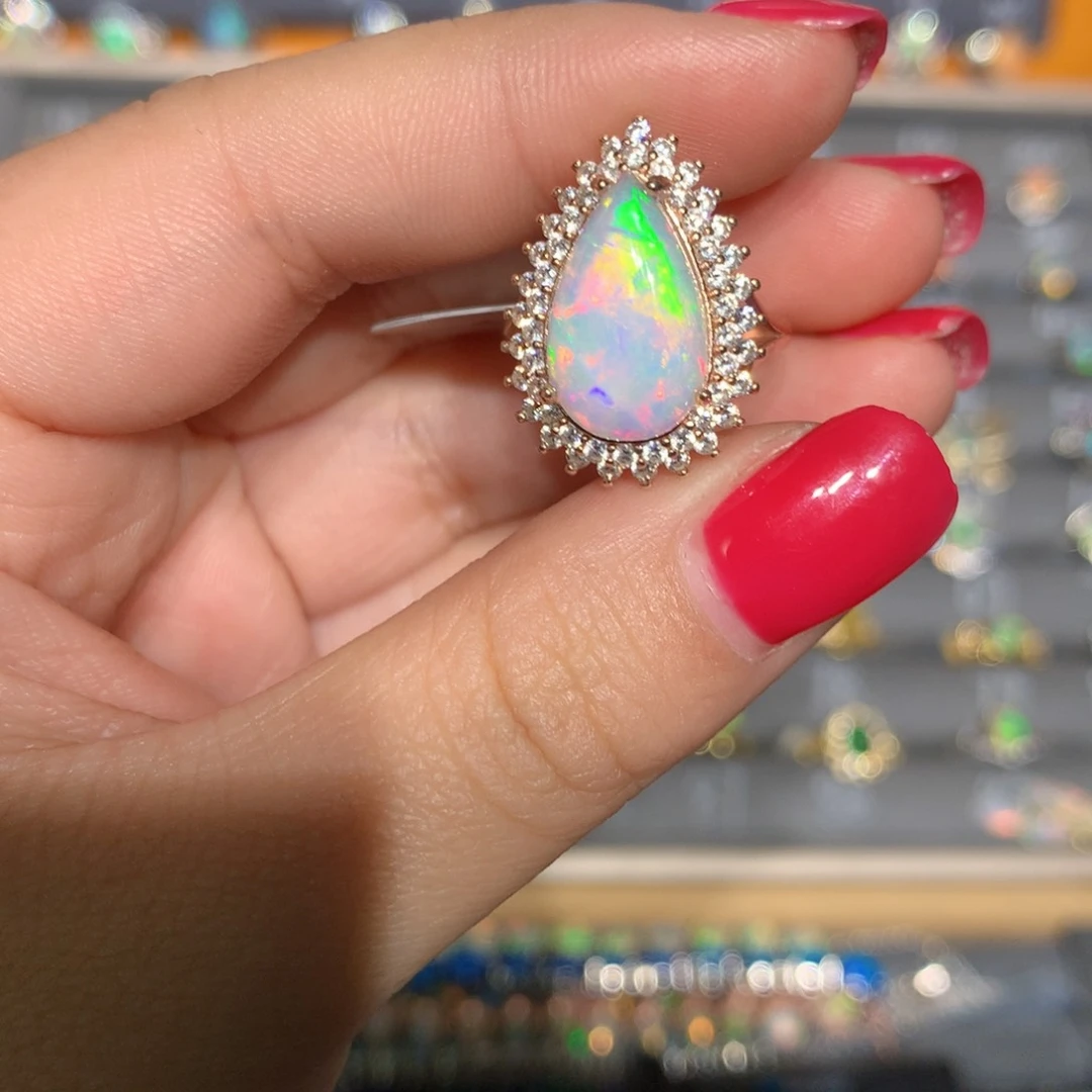 银S925镶嵌欧泊欧泊戒指l