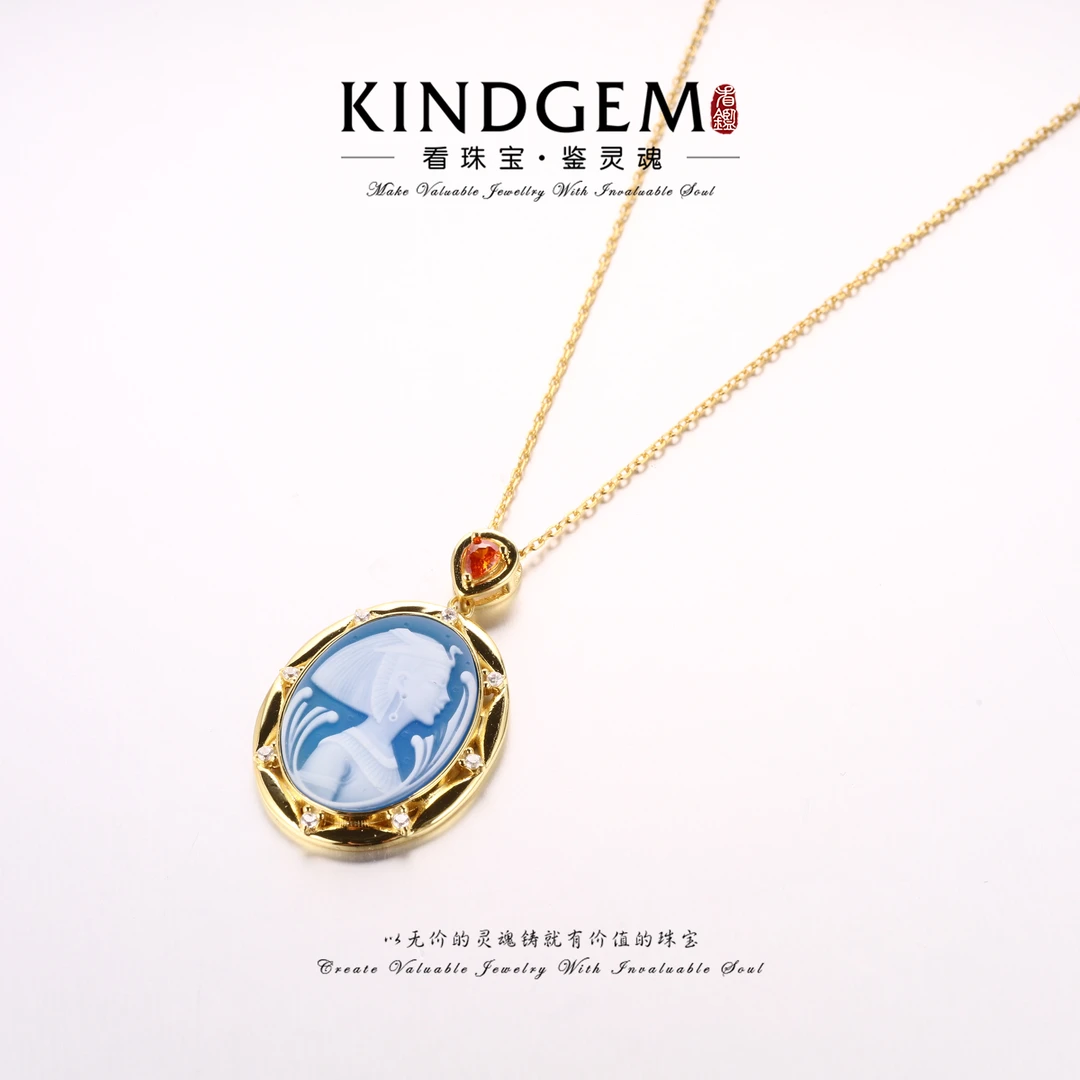 坠链均925银贝壳 优雅百搭设计感蓝色宫廷风项链（46cm）S-30334