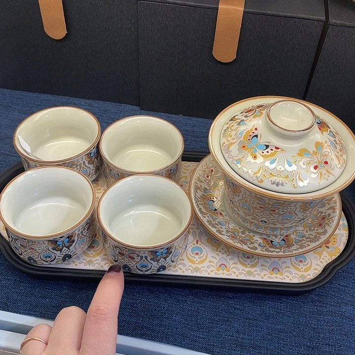 陶景德陶瓷盖碗茶具