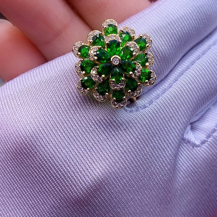 透辉石戒指银S925镶嵌