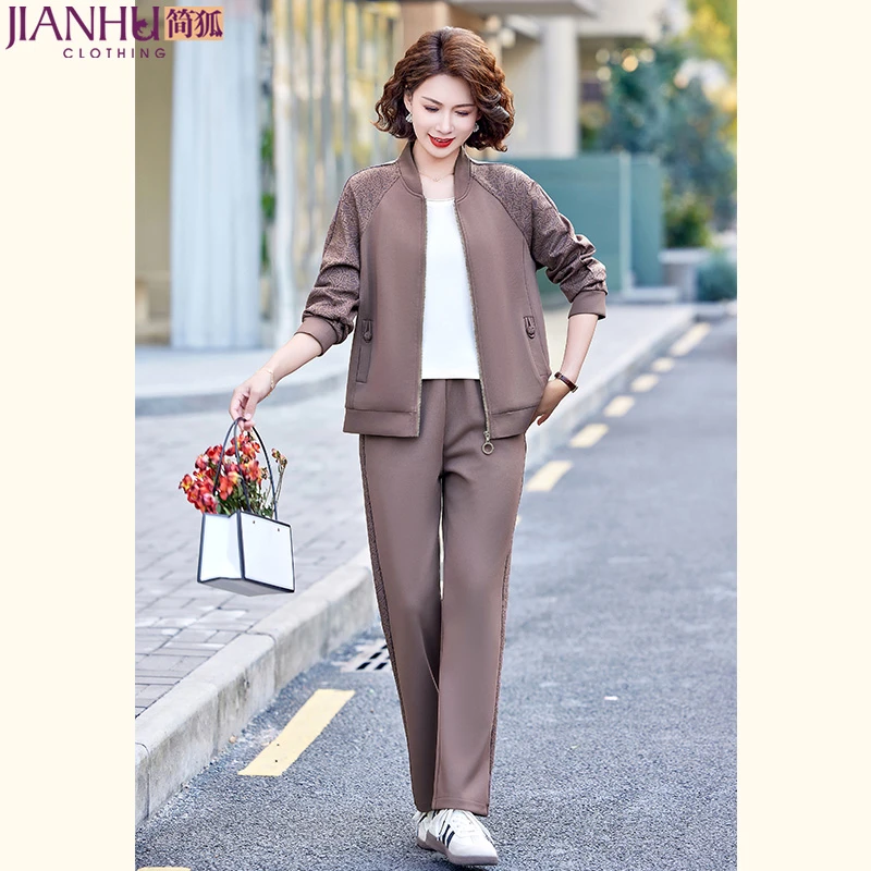 中年妈妈春装运动服套装2025新款洋气质中老年女装春秋外套两件套