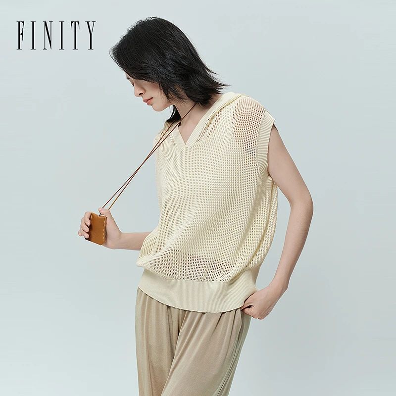 【粉丝专享】FINITY 新品针织衫时尚休闲百搭镂空连帽 F21X3B64S2