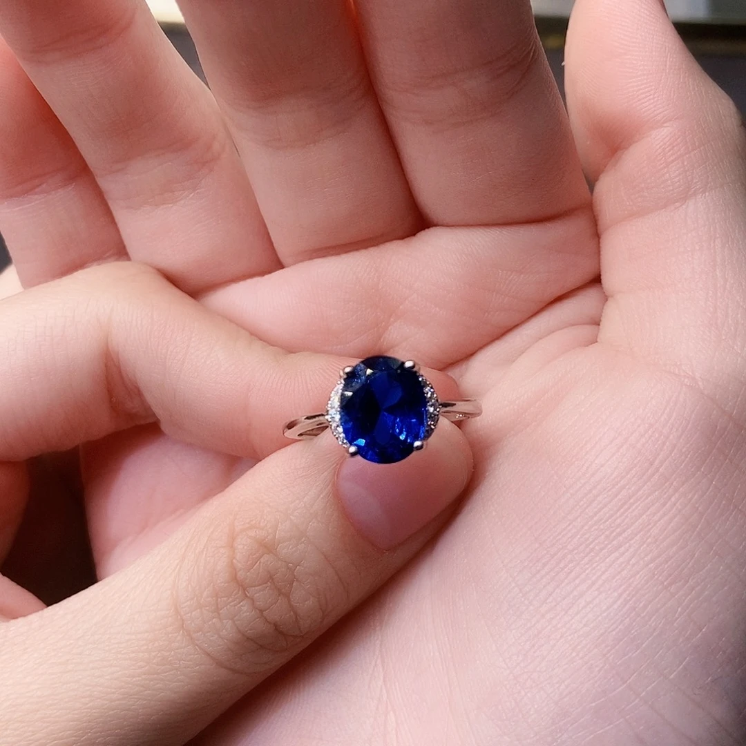 戒指蓝宝石银S925镶嵌