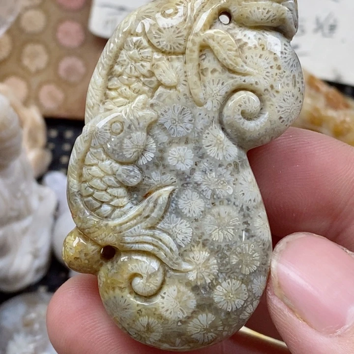 颈饰未镶嵌硅化珊瑚（珊瑚玉）