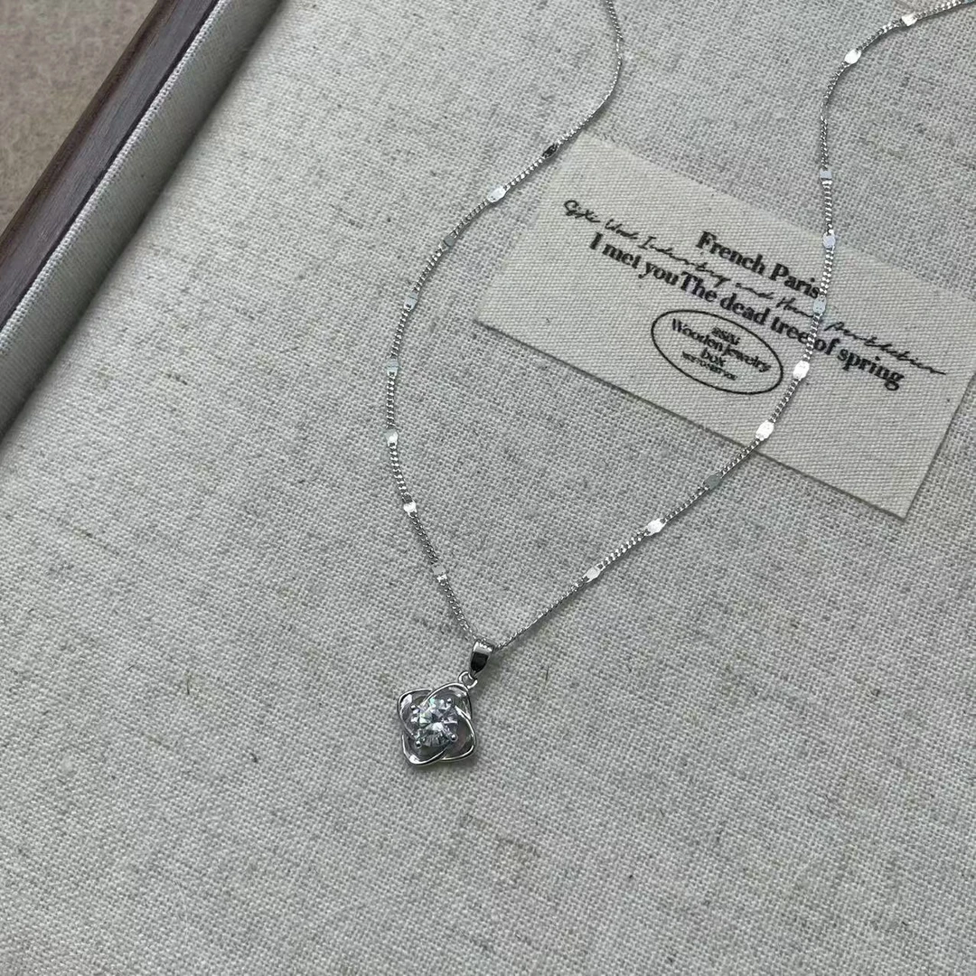 链子925银 【银梦】幸运四叶草项链两戴款009