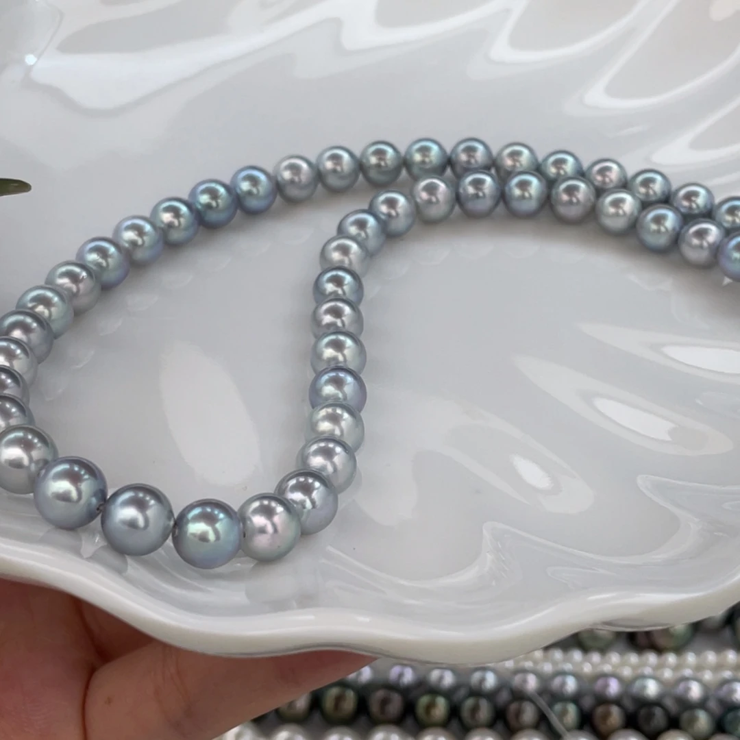 海水珍珠戒指未镶嵌海水真多麻正圆7-8