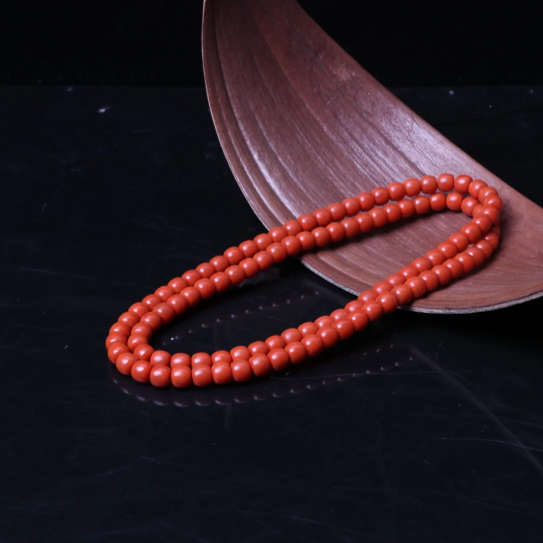 保山大水沟南红玛瑙7mm左右老型多圈项链一条n707（多样性发其一）
