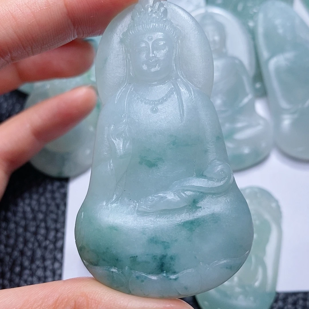 定制翡翠未镶嵌毛货付款后确认抛光