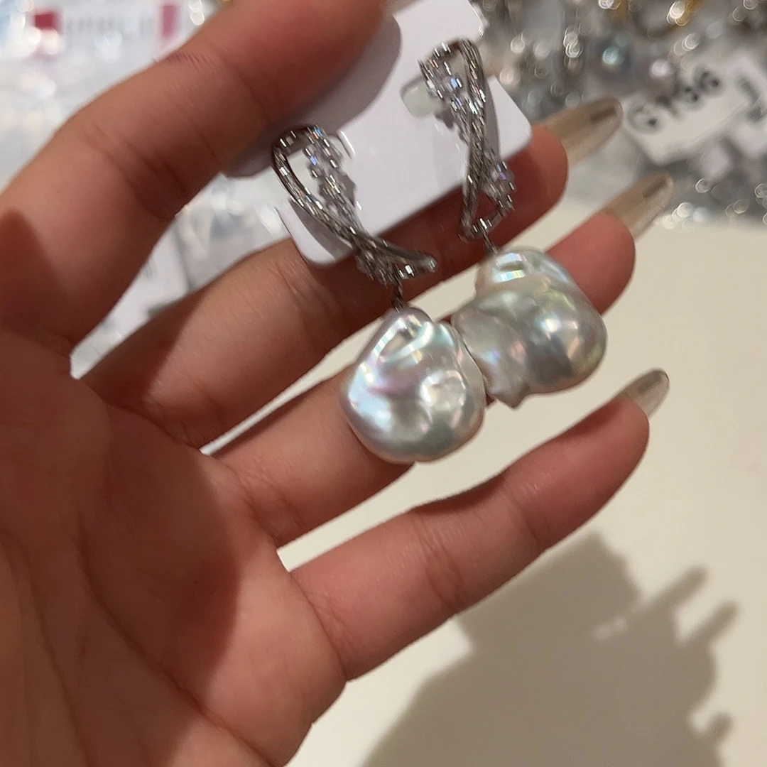 合金淡水珍珠耳饰