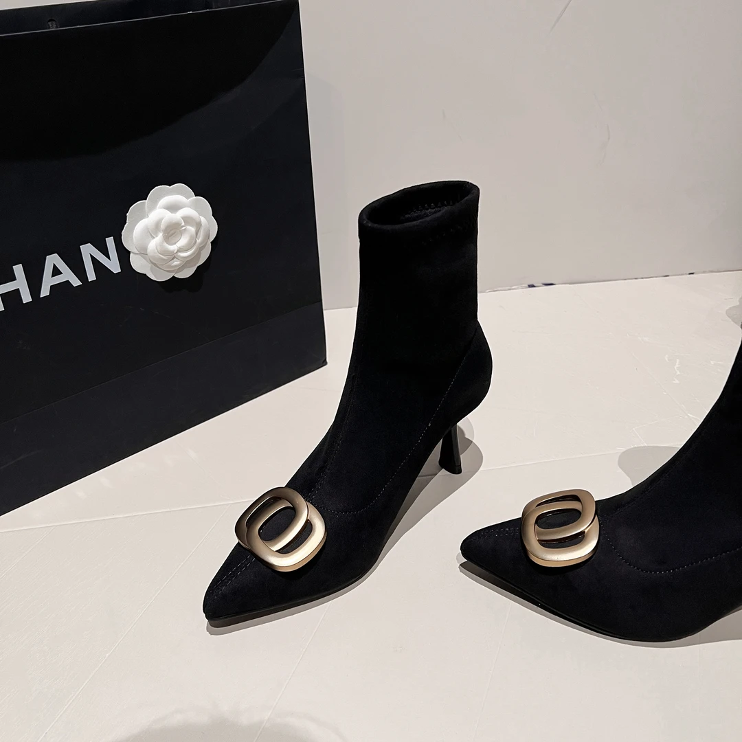 绒面细跟性感风高跟弹力靴百搭冬季气质网红瘦瘦靴秋冬尖头女靴