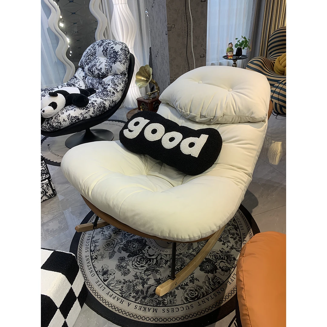 【原创高定超大款摇椅】真皮沙发椅客厅阳台懒人休闲椅单人沙发躺椅