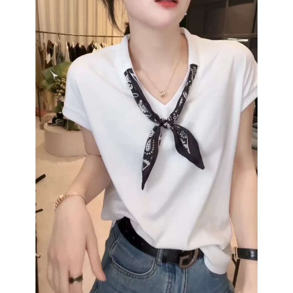 2025夏款V领设计感时尚百搭坎肩飞飞袖短袖显瘦上衣女