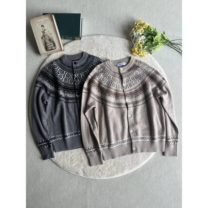 A870 费尔岛毛衣针织开衫秋冬保暖百搭老钱风
