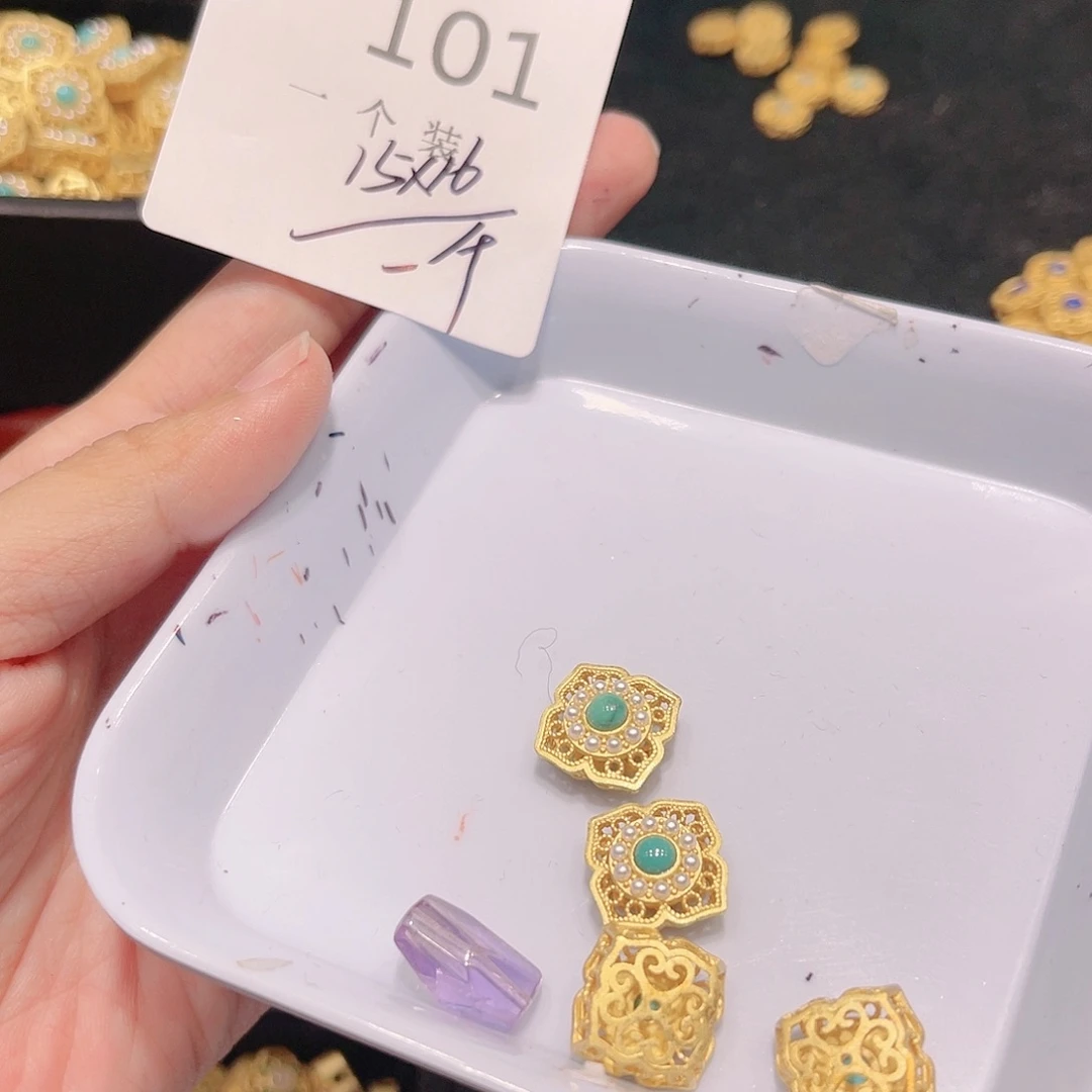 水晶珠宝半成品银S925镀金镶嵌101