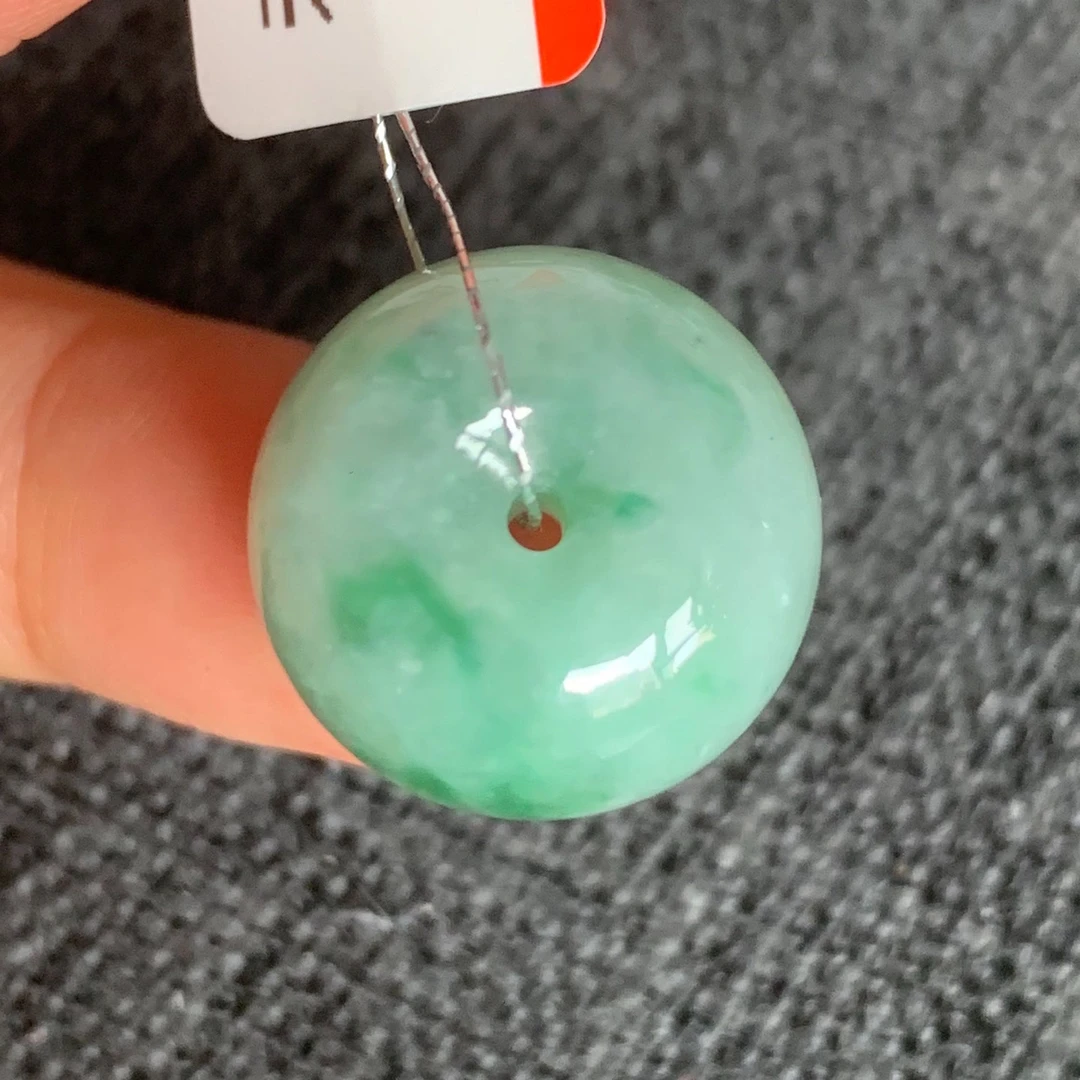 翡翠吊坠天然翡翠A货飘色面包珠吊坠正品翡翠转运珠平安扣面包扣