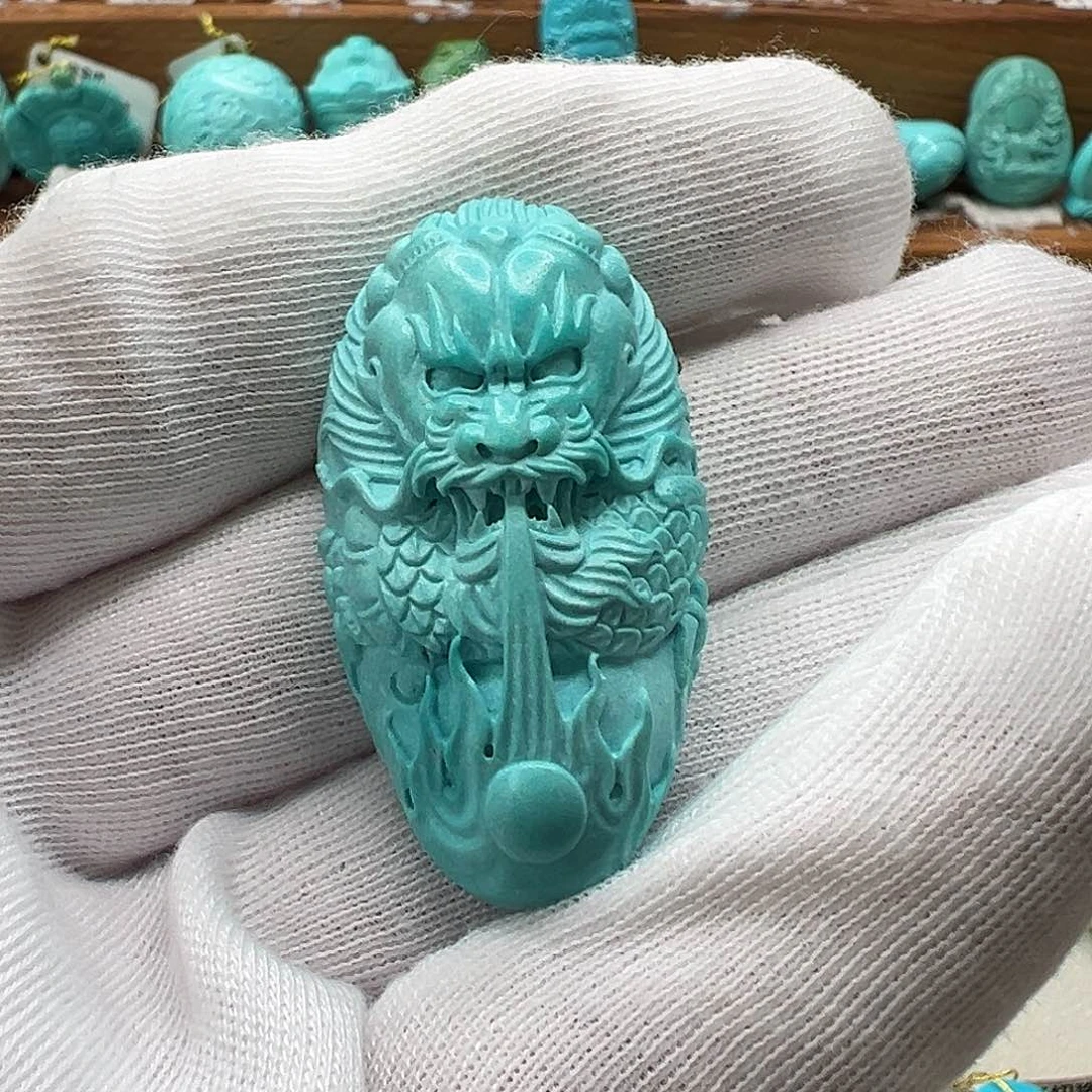 绿松石龙三通 未镶嵌