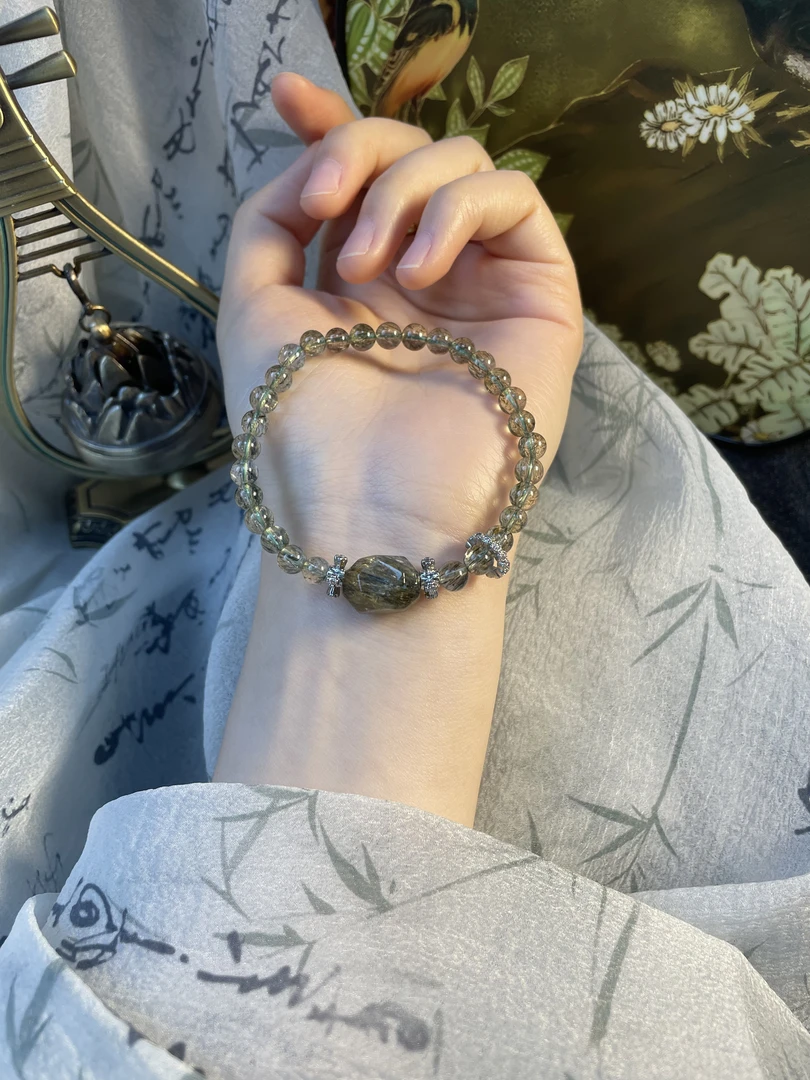 【森林之子】老矿绿发晶手链女效应绿发晶天然水晶(带证书)