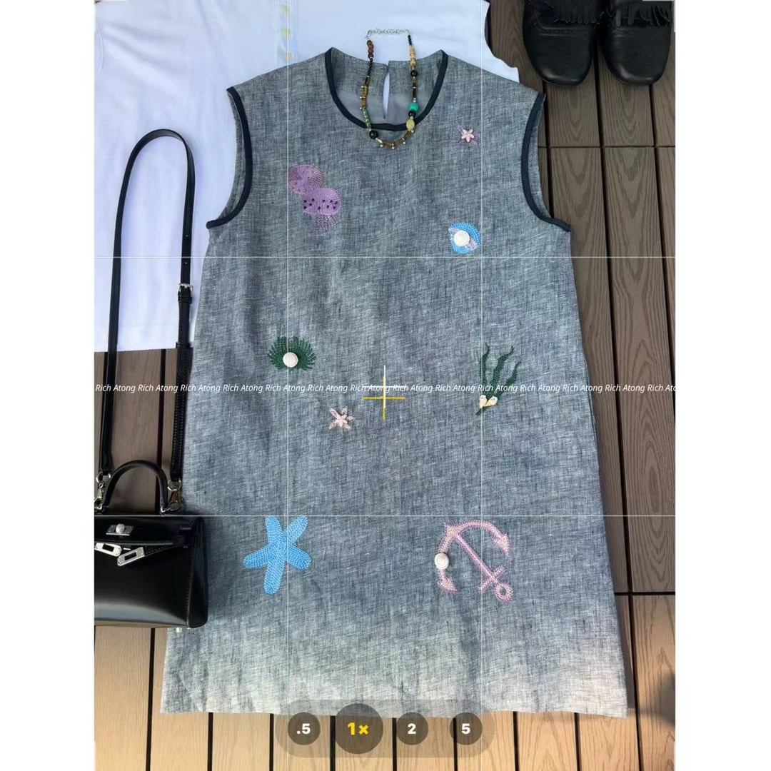 atong/阿彤-【小海螺】-2025 春夏进口海元素立体大牌连衣裙0408-08