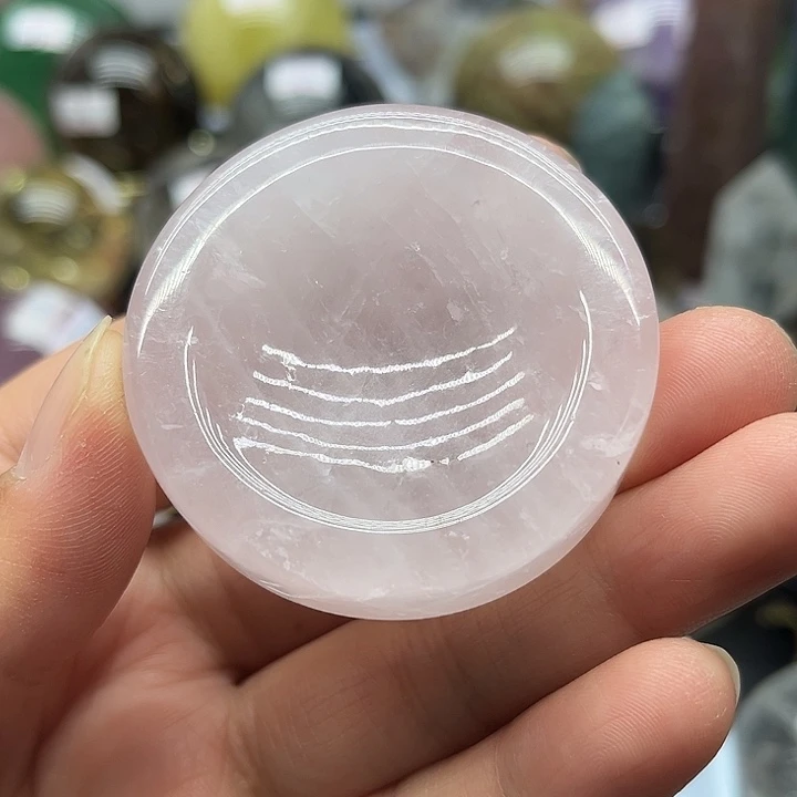 水晶珠宝半成品未镶嵌62克粉水晶盘