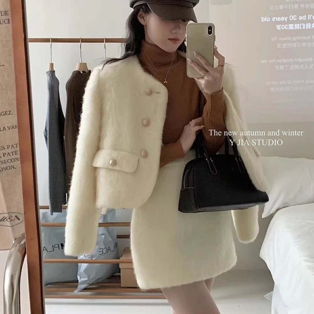 冬季老钱风千金名媛气质小香风套装两件短裙女23526