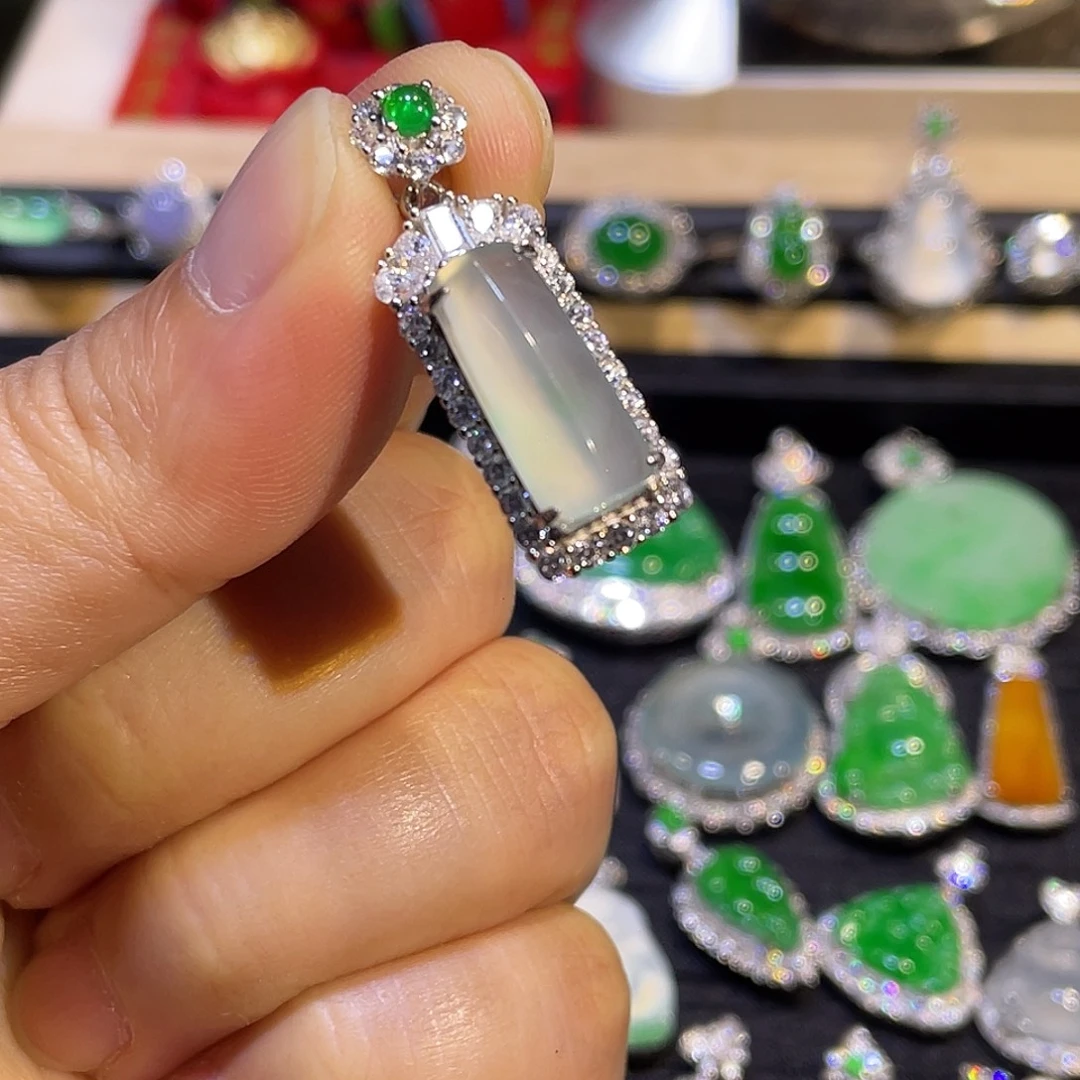 翡翠银S925镶嵌吊坠(不含链)