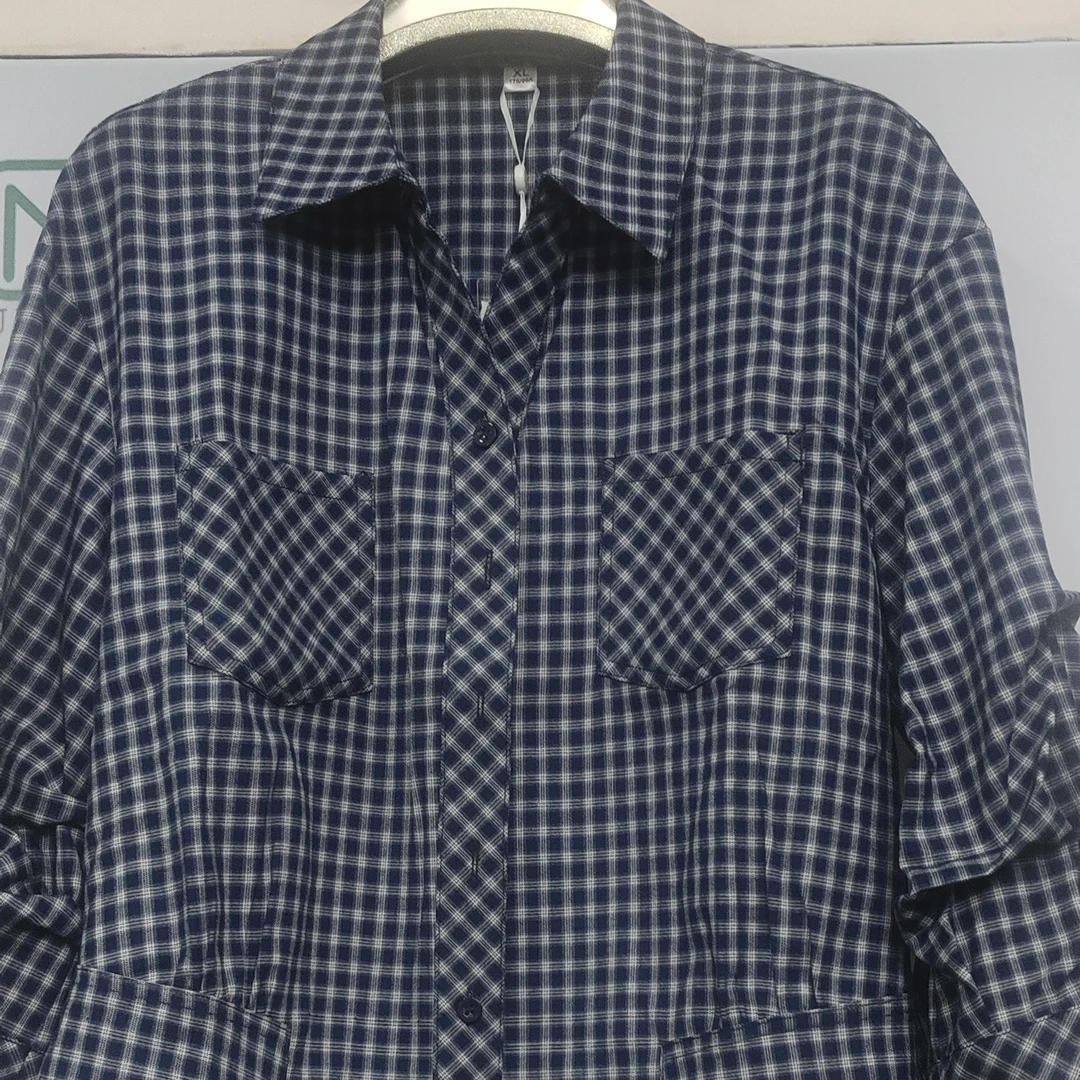 红色格纹复古女翻领长袖格子衬衫休闲时尚百搭上衣春秋款