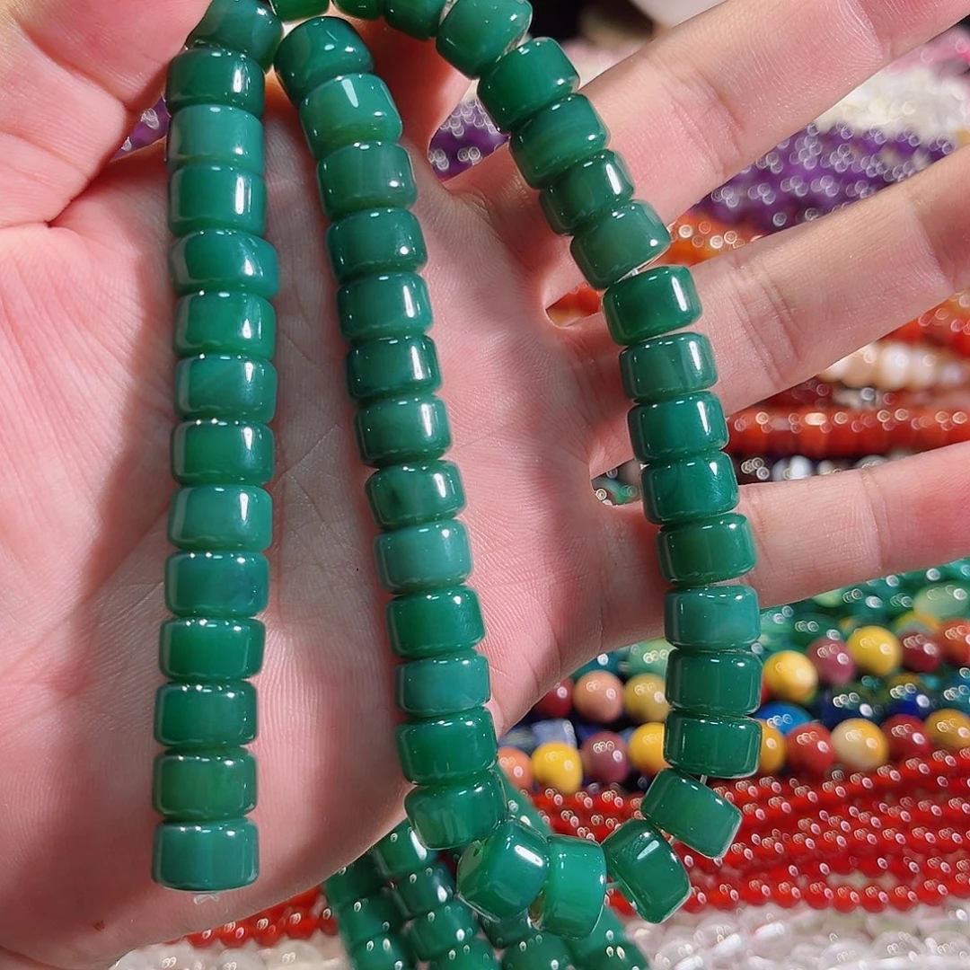 玛瑙/玉髓合金珠宝半成品绿玛瑙直切一条12mm