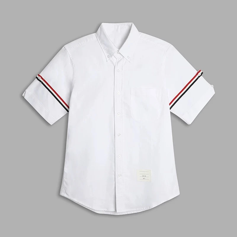 TB【官方正品】/THOM/夏季新款双袖织带男士T恤短袖衬衫