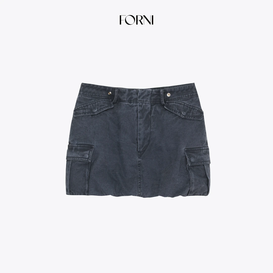 FORNI Ai韩女 100高密全棉多口袋设计感A字包臀工装裙