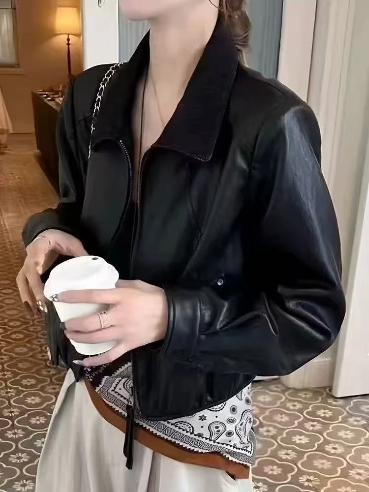 特价款！设计感韩系短款皮衣外套女2025秋新款时尚气质夹克上衣