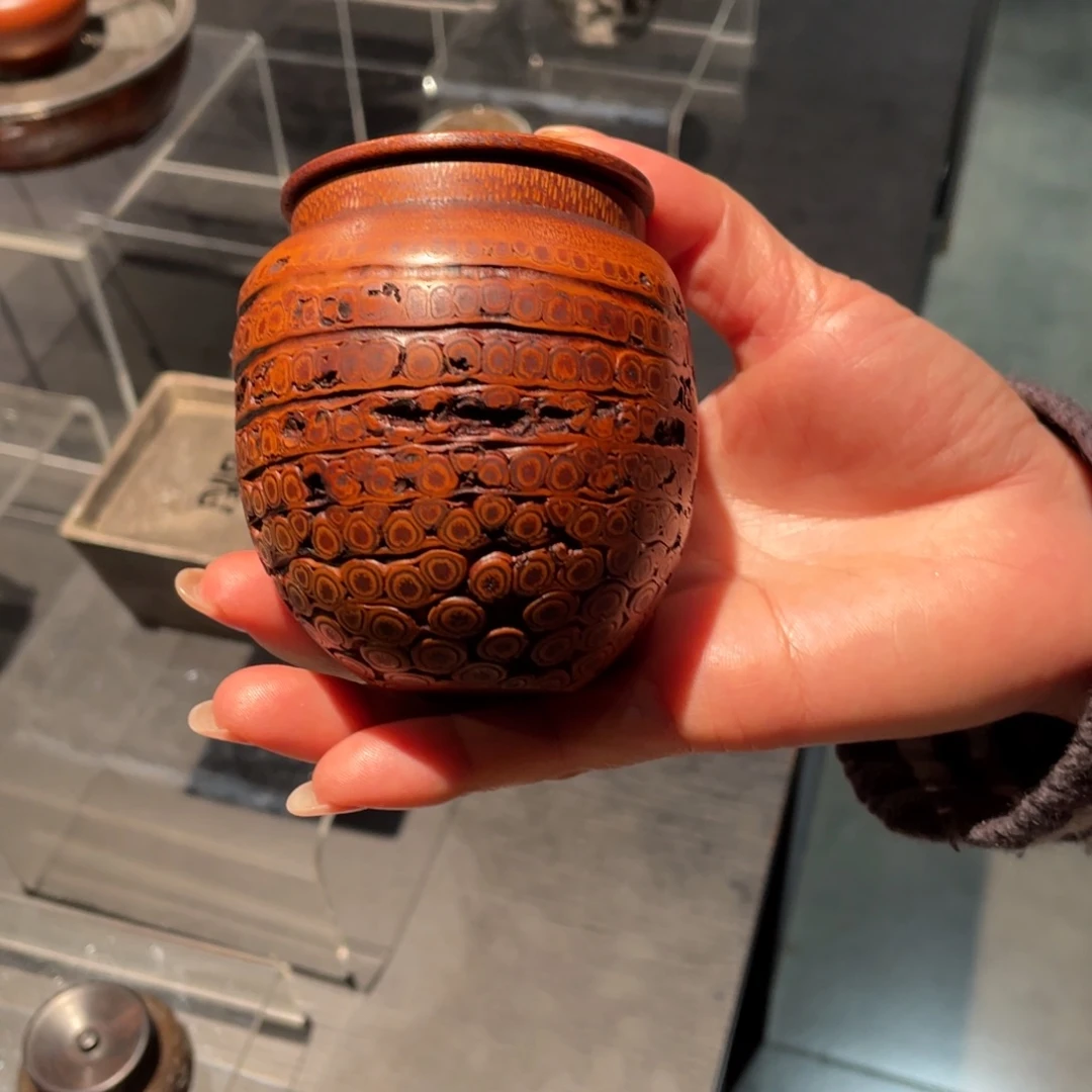 紫砂茶道竹根茶叶罐