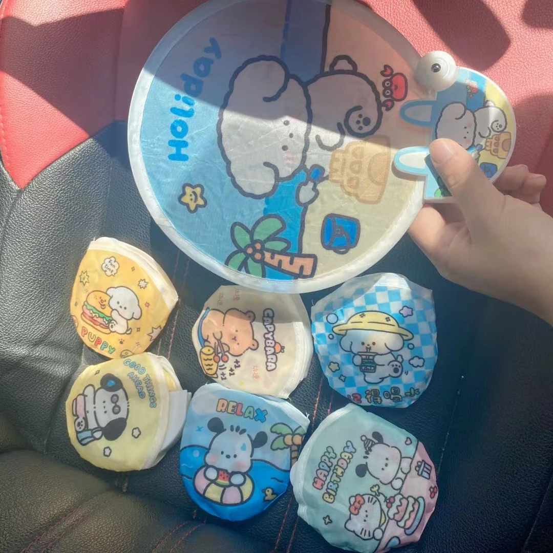 发5个【直径20 黑影不是脏】】卡通折叠扇子