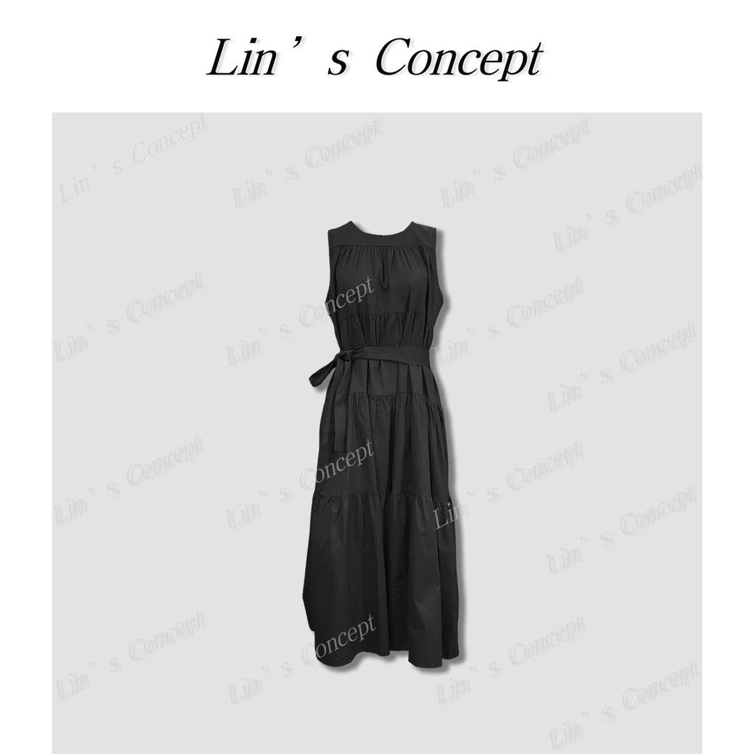 【Lin's concept】极简设计师款无袖长款蛋糕裙 DL2404917