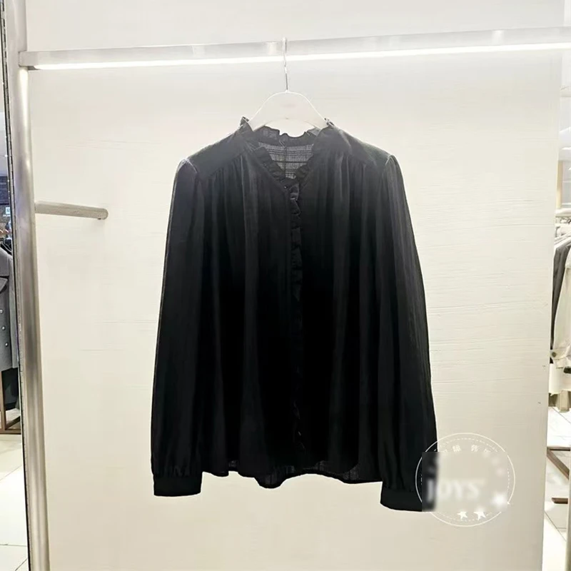 【韩国订单款木耳边衬衫】春夏新款长袖衬衫女气质甜美衬衣小衫