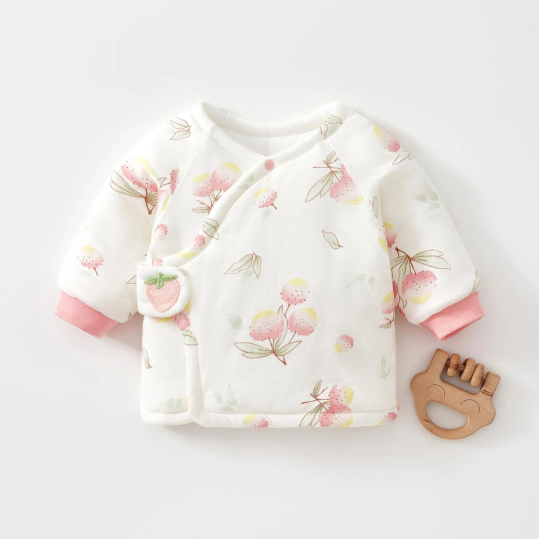 0-3月新生婴儿夹棉保暖半背衣A类纯棉初生宝宝衣服幼儿加厚上衣冬