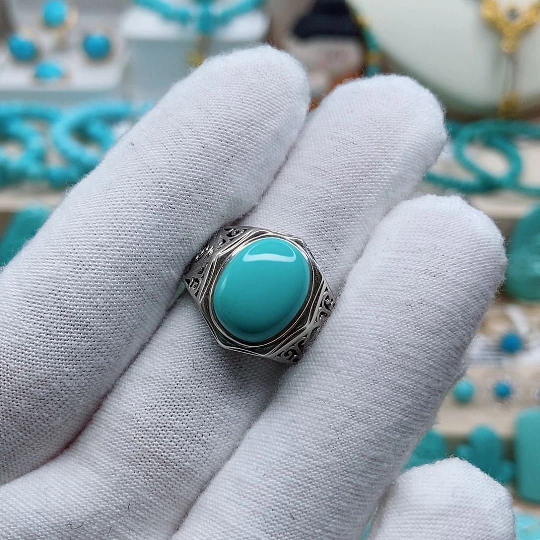 绿松石戒指银S925镶嵌