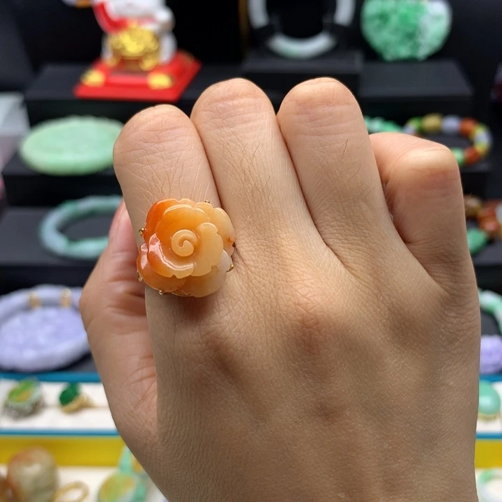 未镶嵌戒指翡翠翡翠花戒指