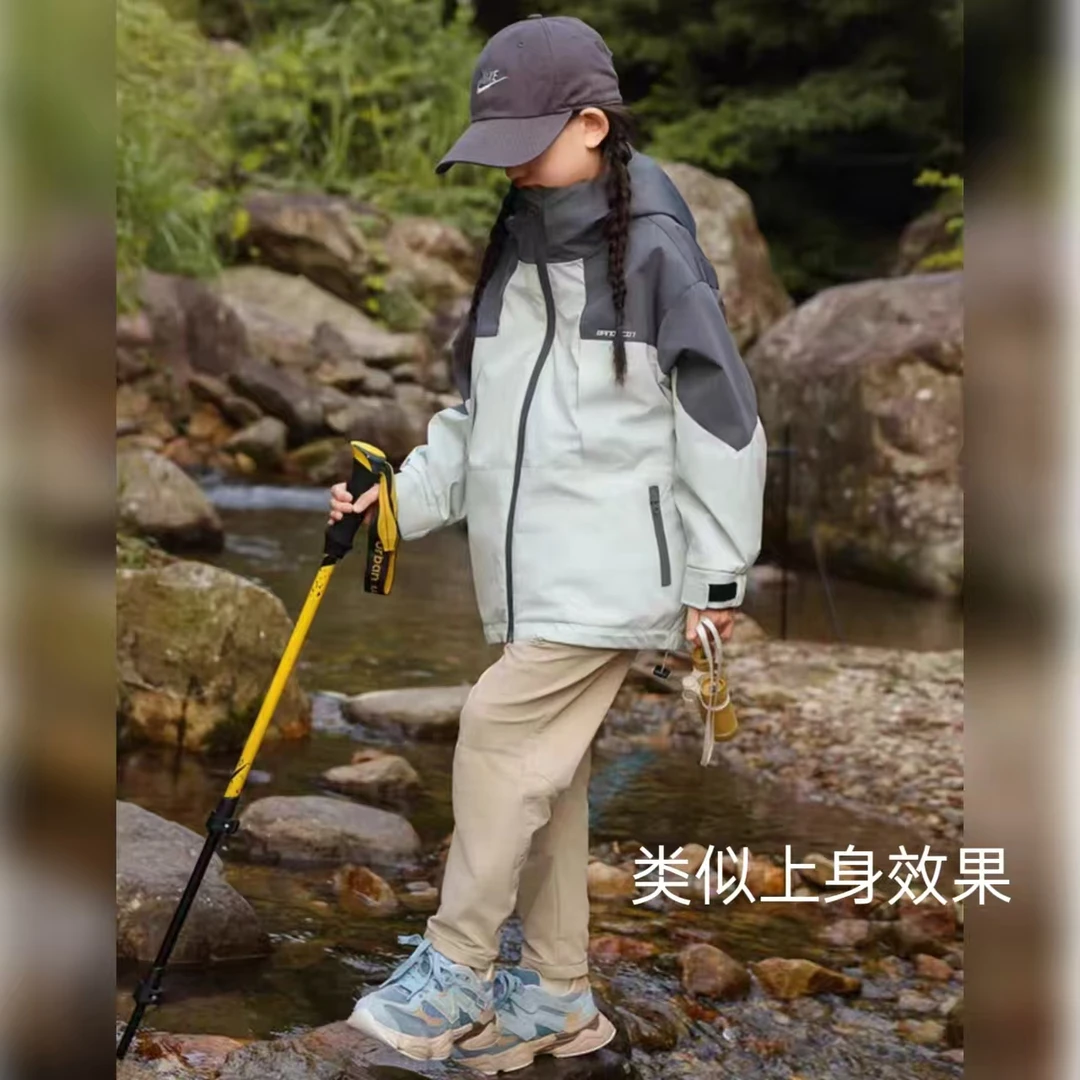 K503 男童女童冬季加绒加厚冲锋衣外套三合一户外运动上衣棉衣3防
